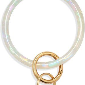 Key Ring Bracelet Wristlet Keychain Bangle Keyring for Women, Acetate Round Key